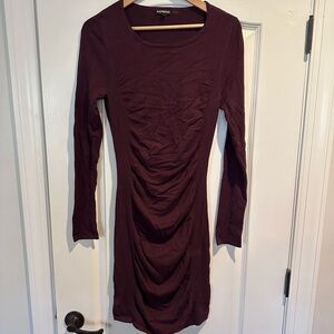 Express Deep Maroon Long Sleeve Sweater Dress